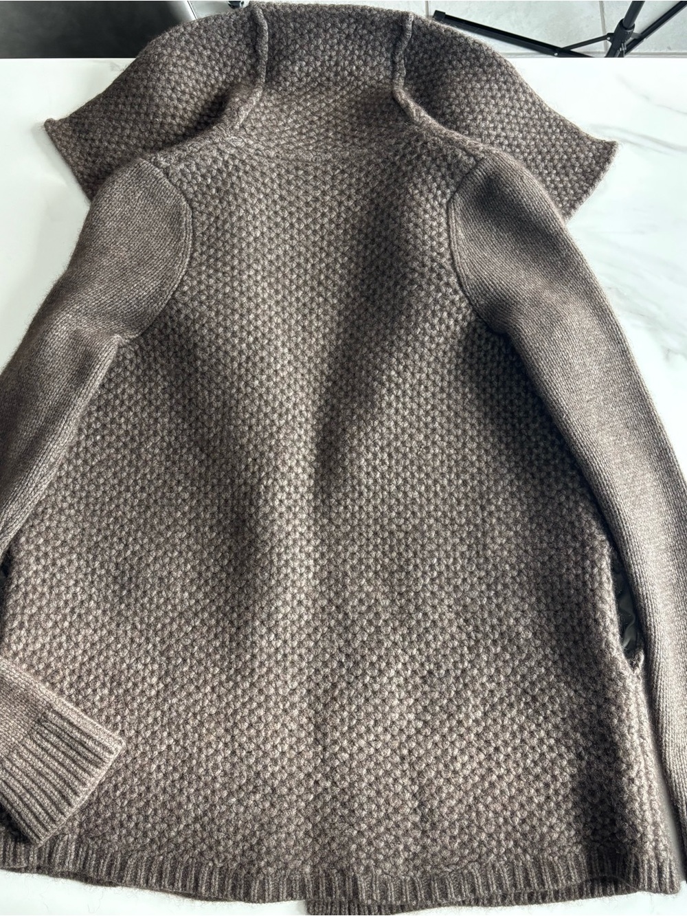 Vince Brown Shawl-Collar Knit Cardigan L Yak Wool - Picture 2 of 14